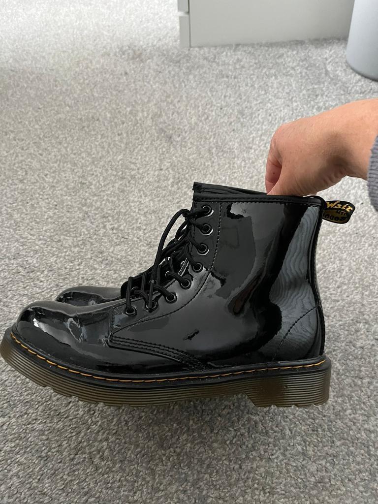 black patent doc martens size 3